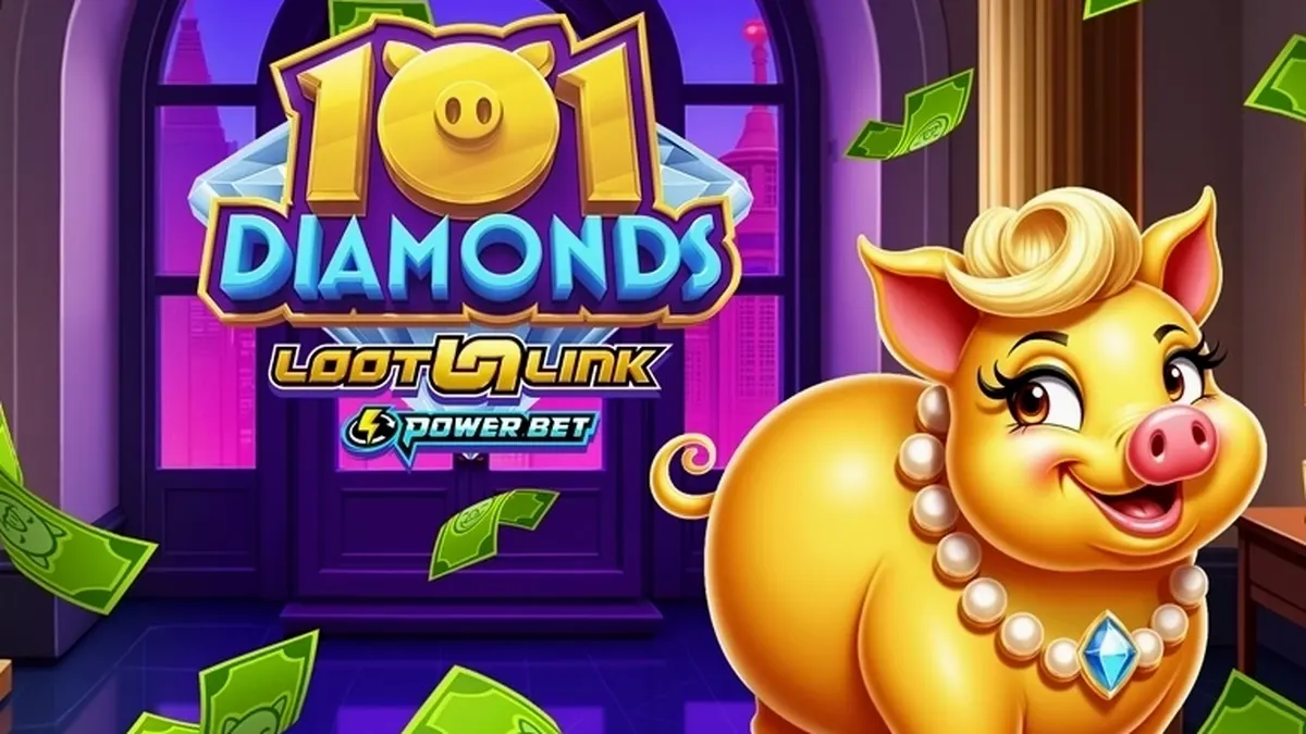 Tampilan visual slot 101 Diamonds dengan latar belakang berkilau