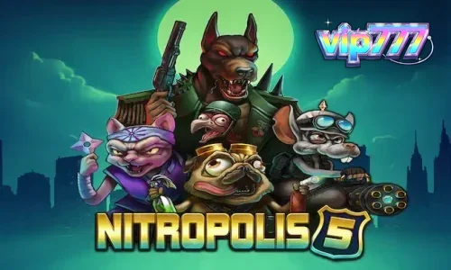 Tampilan visual intens dari slot Nitropolis 5 dengan tema perang klan hewan